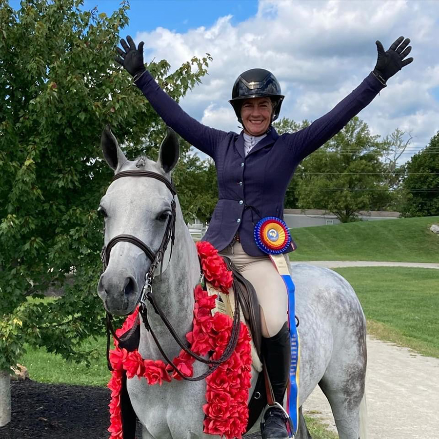 Kristin and the mare AM Aqaba (Bremervale Andronicus x AM Miss Missle), a five-time National Sport Horse Champion.