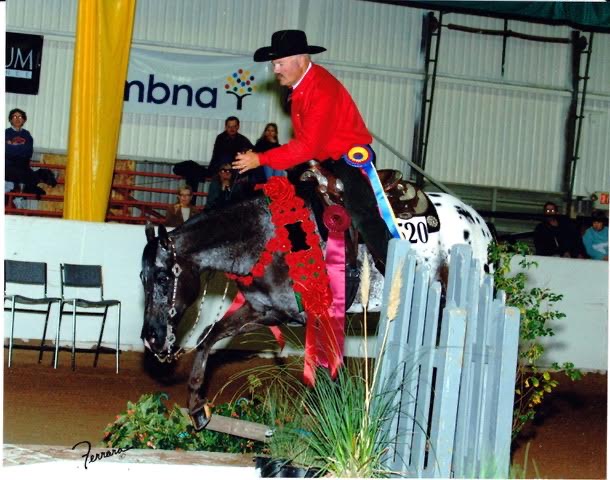 Wyatt Earp and and Mike accepting the roses for two of their three U.S. National Championships in Trail.